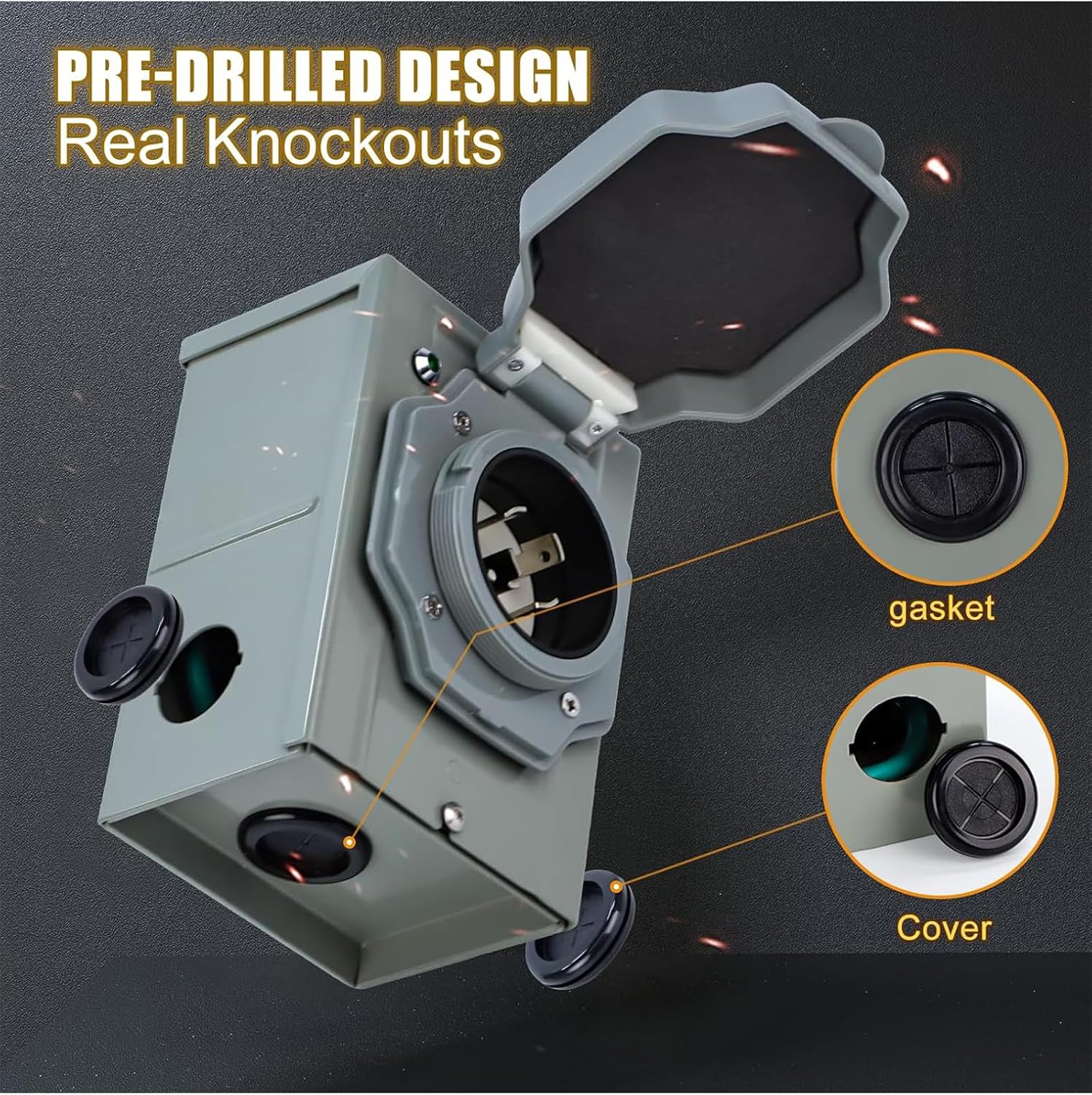 30 Amp Generator Cord and Power Inlet Box (Pre-Drilled) Waterproof Kit, 25 Feet Nema L14 30p Generator Extension Cord with L14-30P to L14-30R Twist Lock Plug for Outdoor Use,125/250 Volts