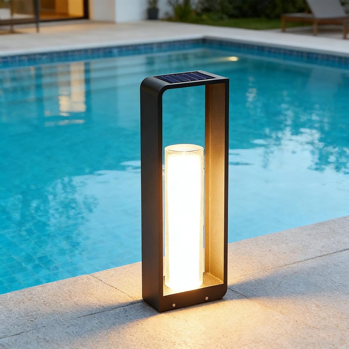 MIXL-Large Outdoor Solar Lantern Light,Black Metal Candle Lanterns,Unique Driveway Lights,Exterior Solar Lights Suit for Lawn Porch and Courtyard