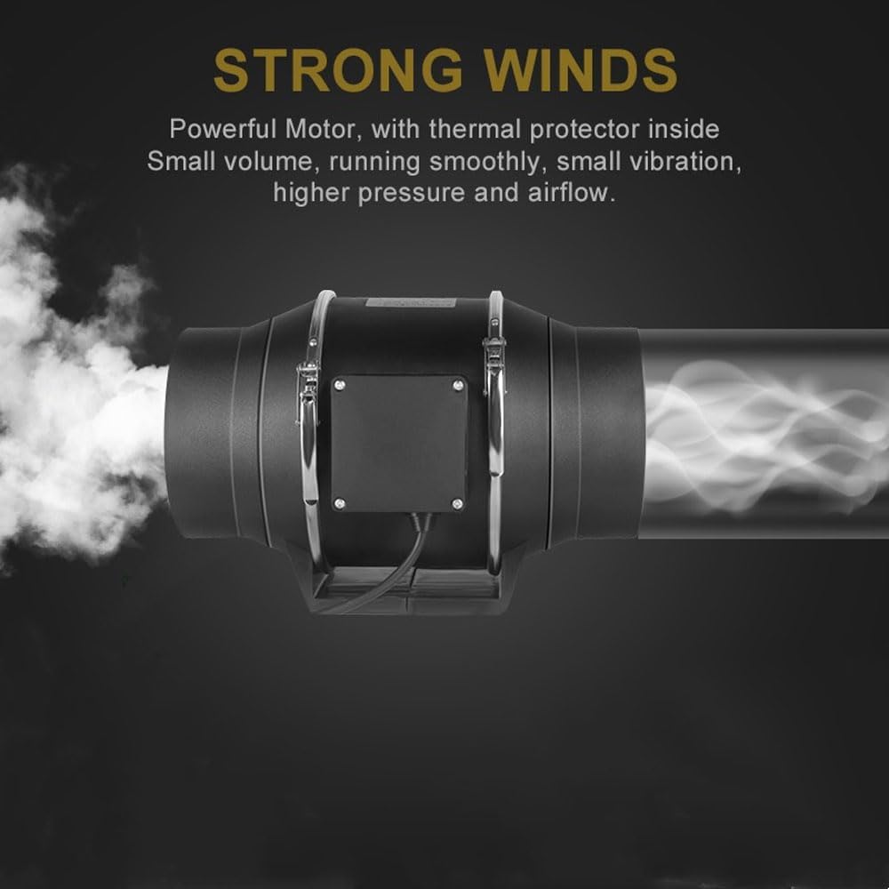 JOSBY 8 Inch Quiet Inline Duct Fan, Household Kitchen Fume Ventilation Fan, Ventilation Exhaust Fan, 29-33dB Noise, for Heating Cooling Booster, Grow Tents, Hydroponics, Exhaust Blower