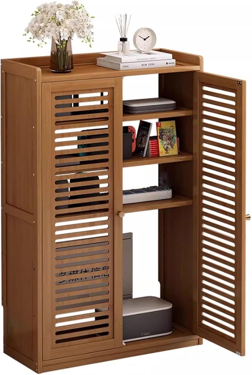 WiFi Router Hidden Box - Double-Deck Shelf with Large Capacity for Home & Office, Invisible Storage Solution, Hollowed-Out Sides, Stylish and Functional (23.2x9.8x38.2in)