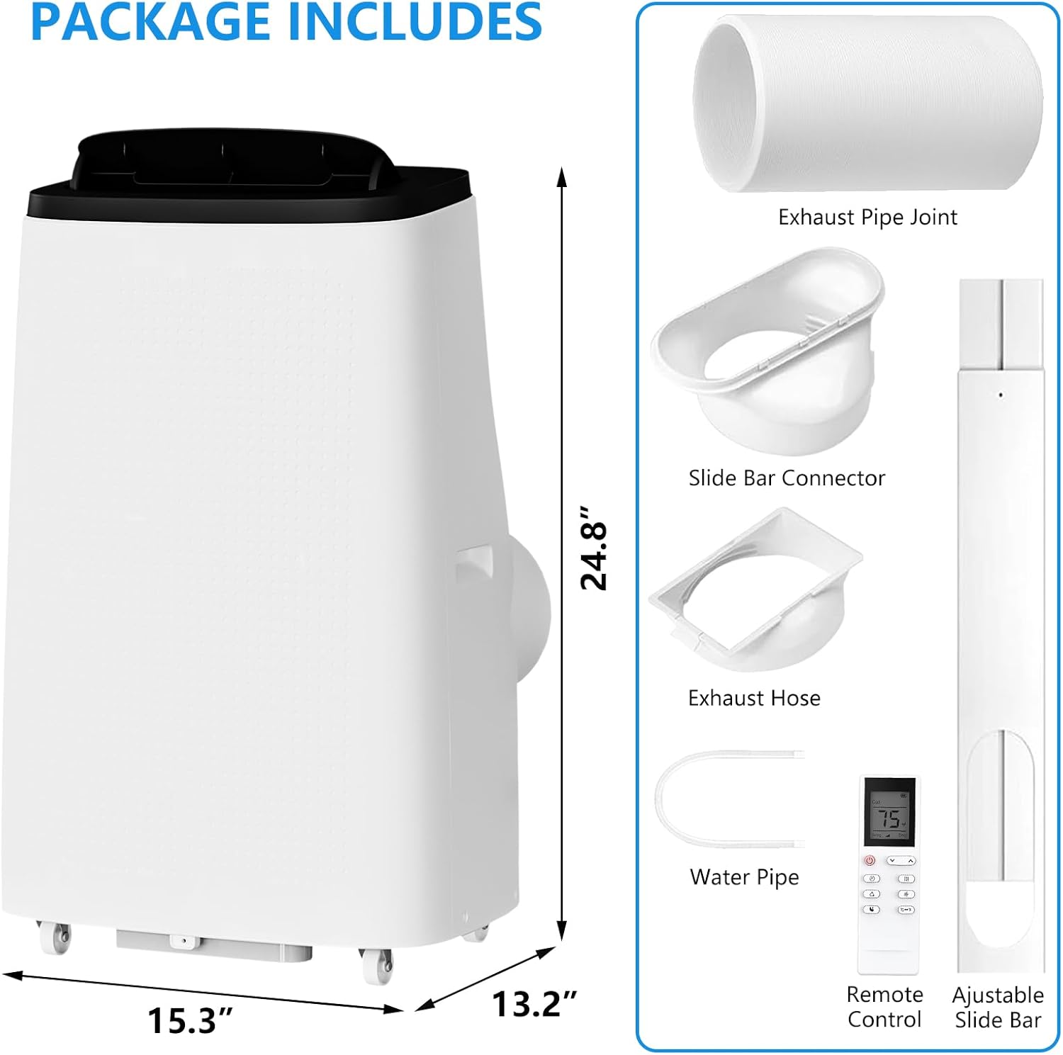 14,000 BTU Portable Air Conditioner for Large Rooms up to 700 Sq.Ft | 3-in-1 Quiet Cooling with Remote Control, Auto Swing & Smart Modes, 24H Timer, Easy Installation Kit