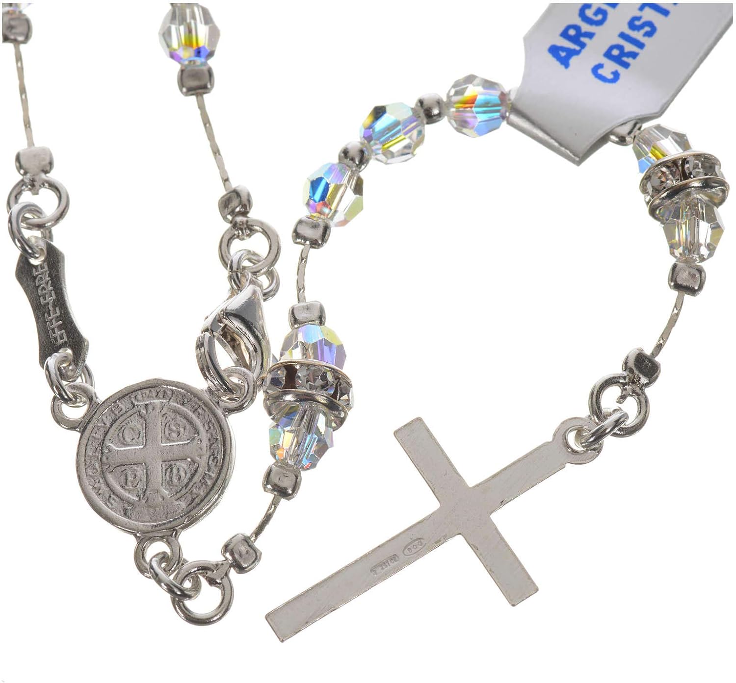 Rosary Beads in 925 Silver and Transparent Crystal