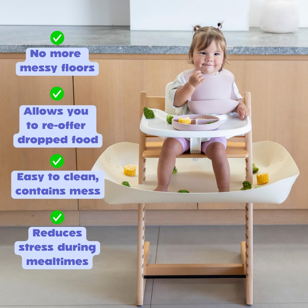 CATCHY -Food Catcher-Compatible with Stokke Tripp Trapp High Chair +11 Other High Chairs-Highchair Sold Separately-Baby & Toddler Food & Mess Catcher-Premium Linen Inspired -Under High Chair Accessory
