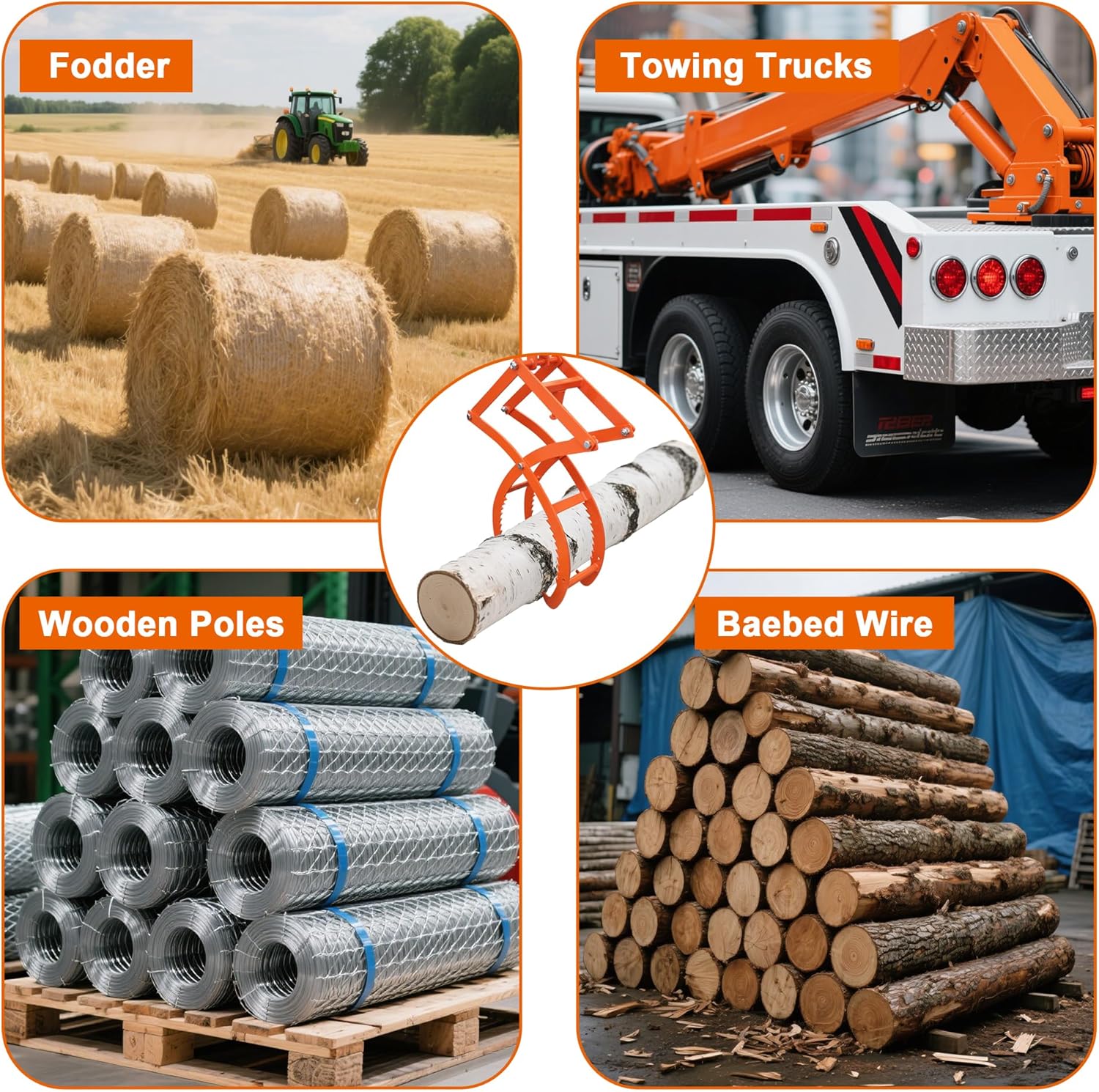 18 inch Automatic Log Lifting Tongs, Upgraded Auto-Grip/Release Heavy-Duty 4 Claw Log & Rock Tongs, Timber Claw Hooks Tools for Dragging & Lifting Logs Used as Tractor, ATVs and Trucks Accessories