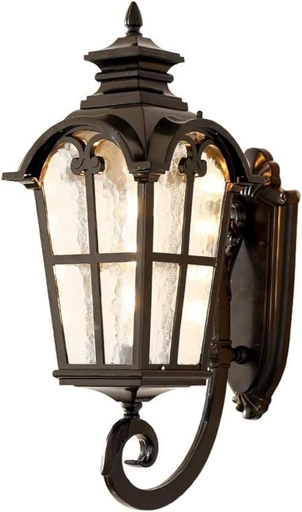 Outdoor Wall Light Large Outdoor Wall Lamp Garden Lantern Waterproof Vintage Wall Mount Light Black Die-cast Aluminum Fixture Glass Sconce Porch Lighting for Villa Garden Patio Dec, 59cm