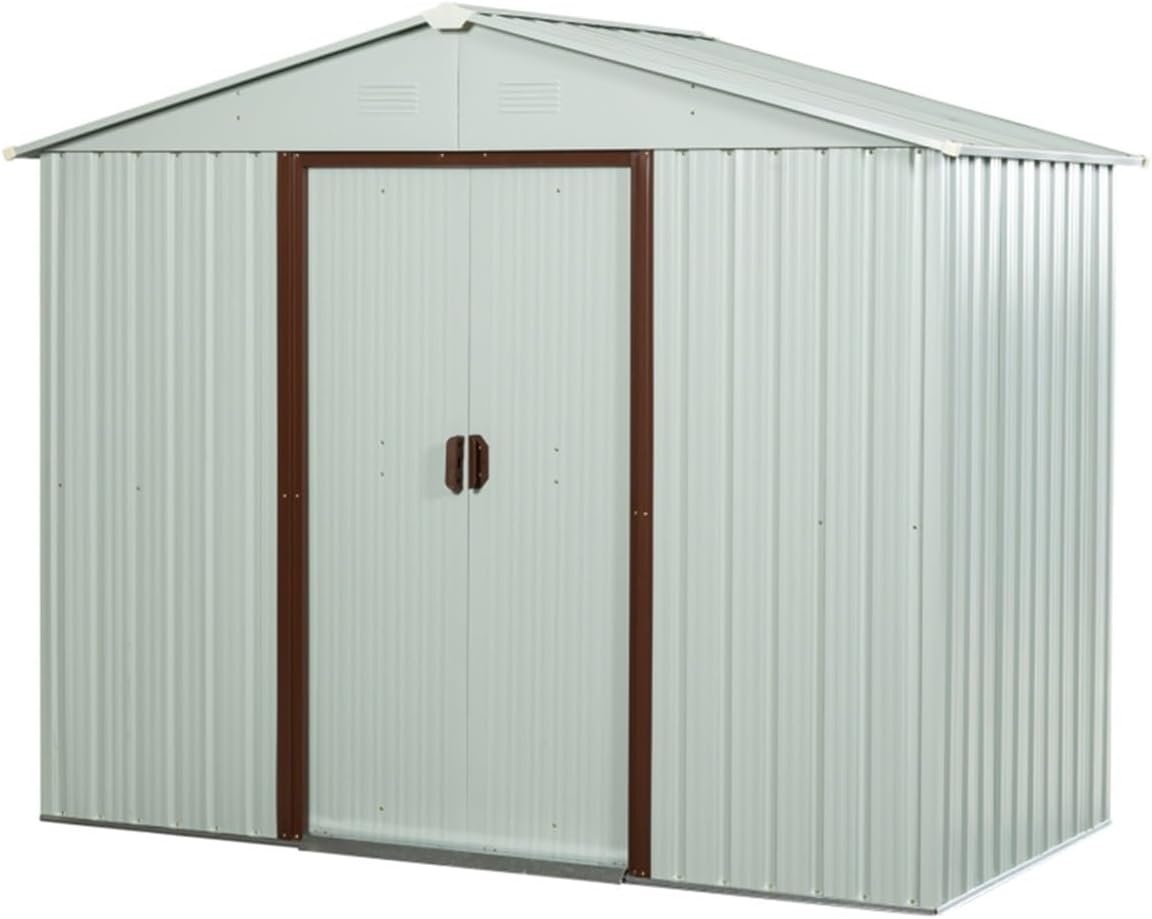 Garden Sheds Outdoor 8ft x 4ft Metal Storage Shed with Window, Construction and Easy to Assemble, for Backyard, Lawn, Garden Outdoor Storage Sheds