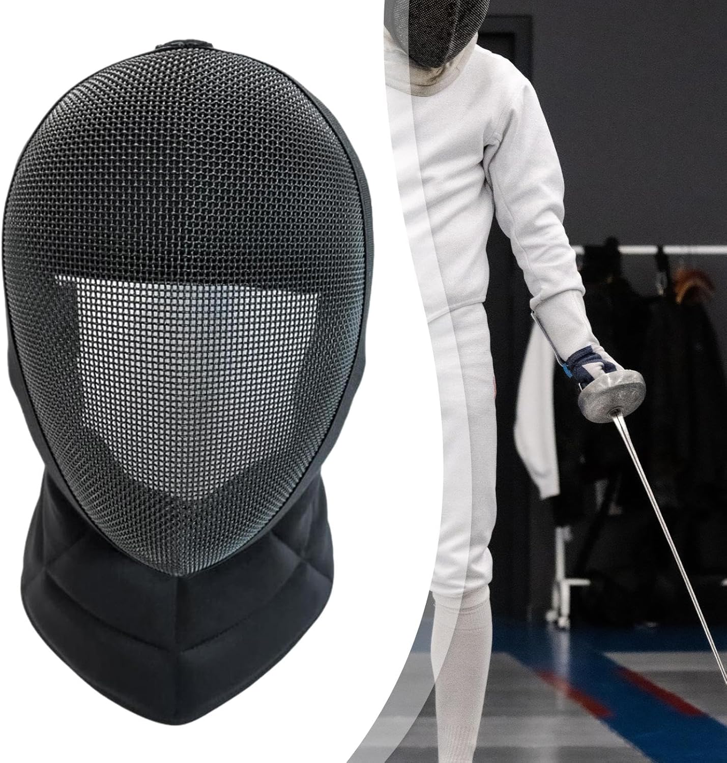 Colaxi Epee Fencing, Sports Accessories for Sparring Kendo, Comfortable, Stabproof, Breathable Face Cover Helmet