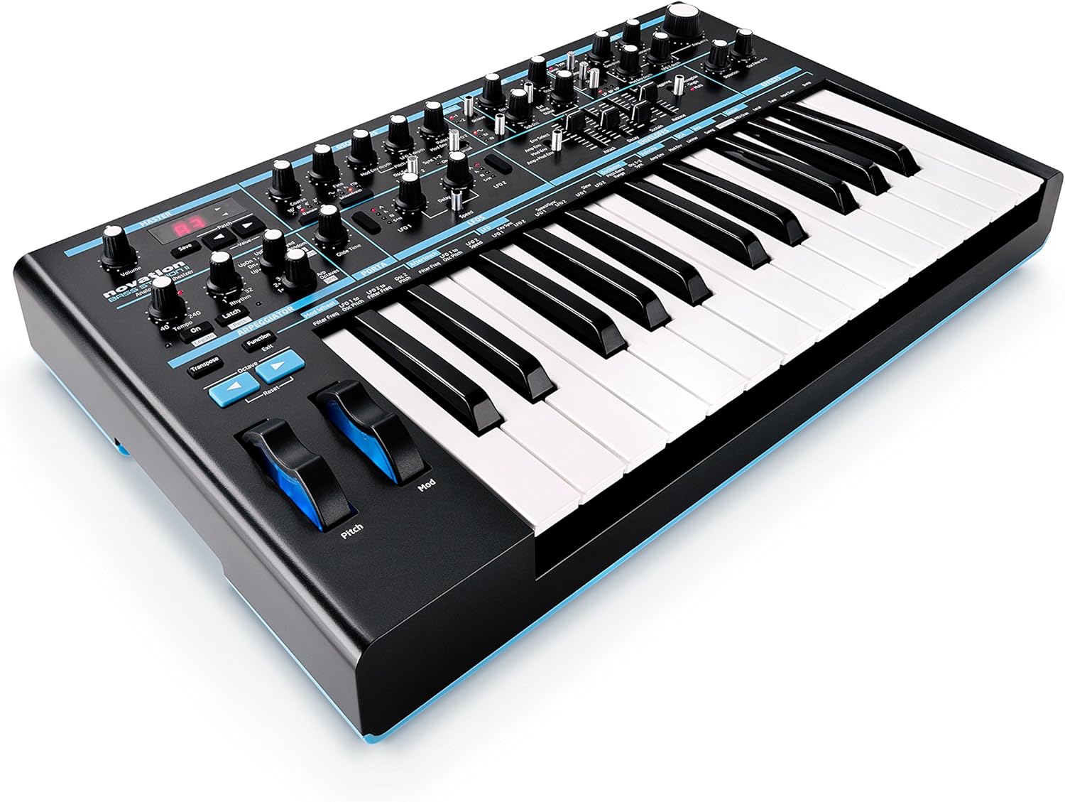 Novation Bass Station II Analog Monosynth – includes 64 factory patches, pattern-based step sequencer and arpeggiator, two oscillators plus an additional sub oscillator