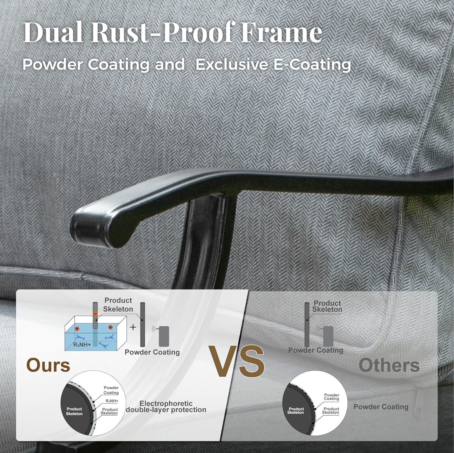 Patio Furniture Set, 6 Pcs Metal Outdoor Conversation Set, 2 Swivel Chairs, 2 Ottomans and 3 Seater Sofa with 5.75