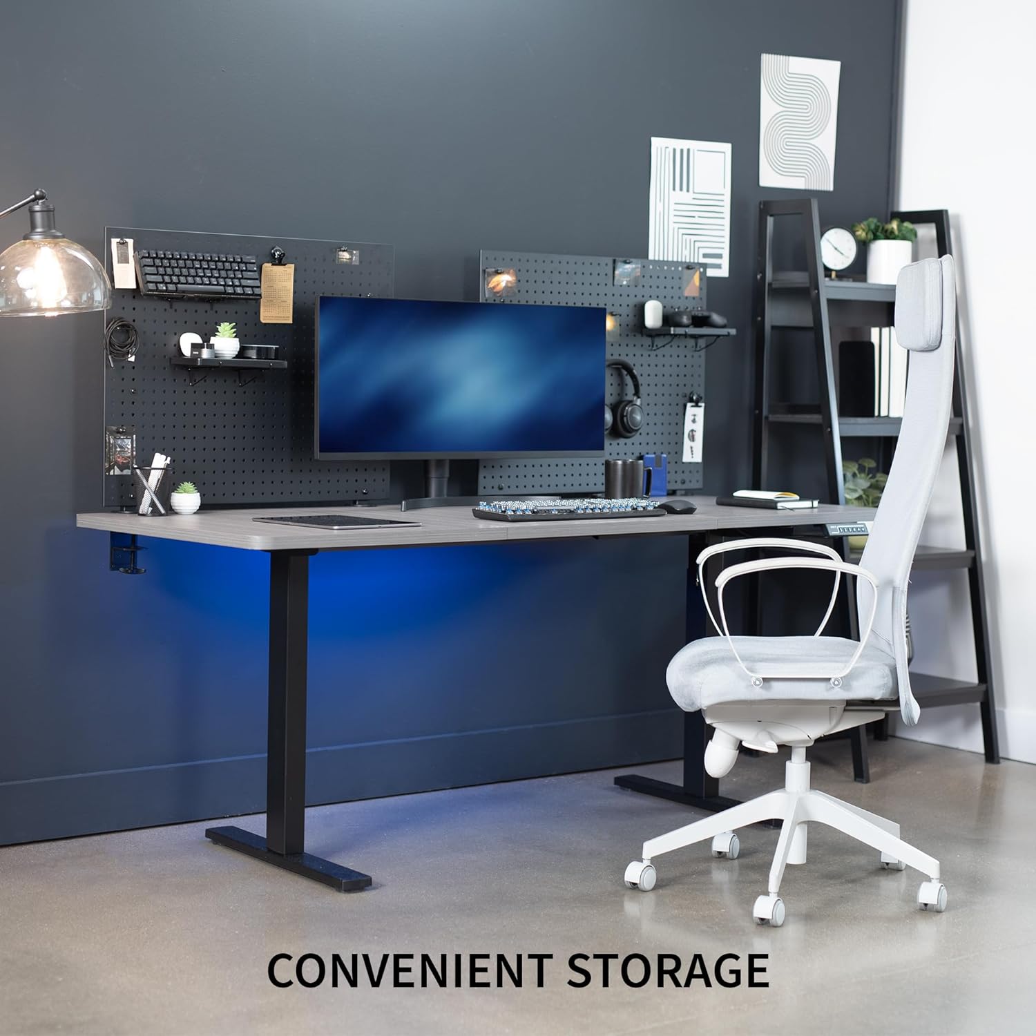 VIVO Steel Clamp-on Desk Pegboard, 60 x 24 inch Privacy Panel, Magnetic Peg Board, Office Accessory Organizer, Above or Below Desk Placement, Black, PP-DK30B-2