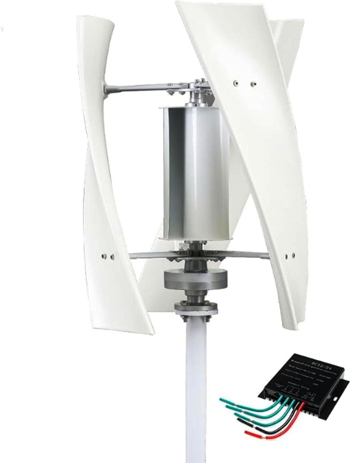 48v, 12V 24V 48V No Noise Vertical Axis Wind Turbine Generator, 12000W Magnetic Levitation Wind Turbine with MPPT Controller for Home Street Lighting(White)