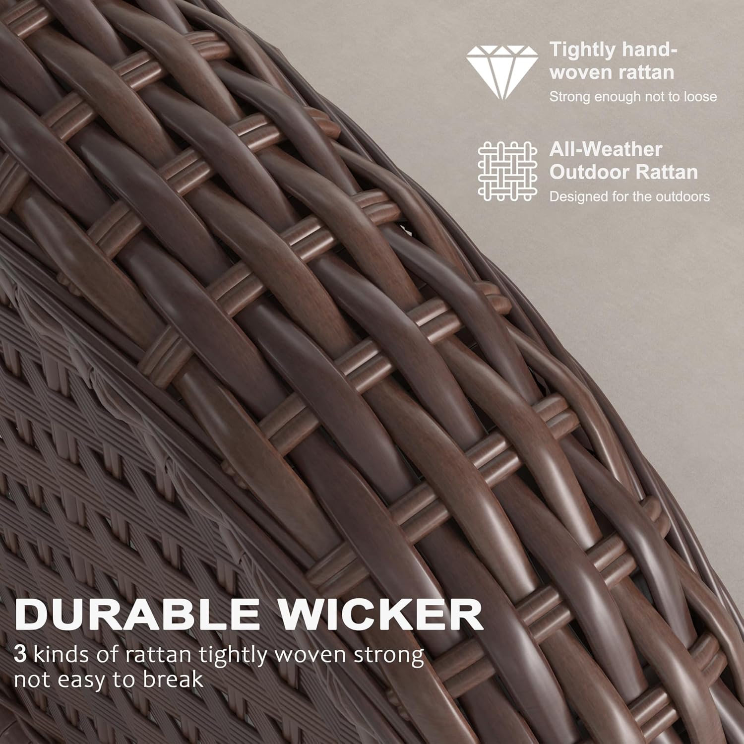 LayinSun 10 Pieces Outdoor Patio Furniture Set with Fire Pit Table, Rattan Wicker Sectional Swivel Rocker Chairs Sets