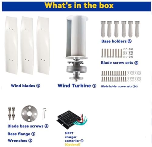 5000W Wind Turbine Generator Kit with Controller - High Efficiency AC 12V/24V/48V/220V Permanent Magnet System for Home, Business, Street Lighting - Renewable Energy Solution