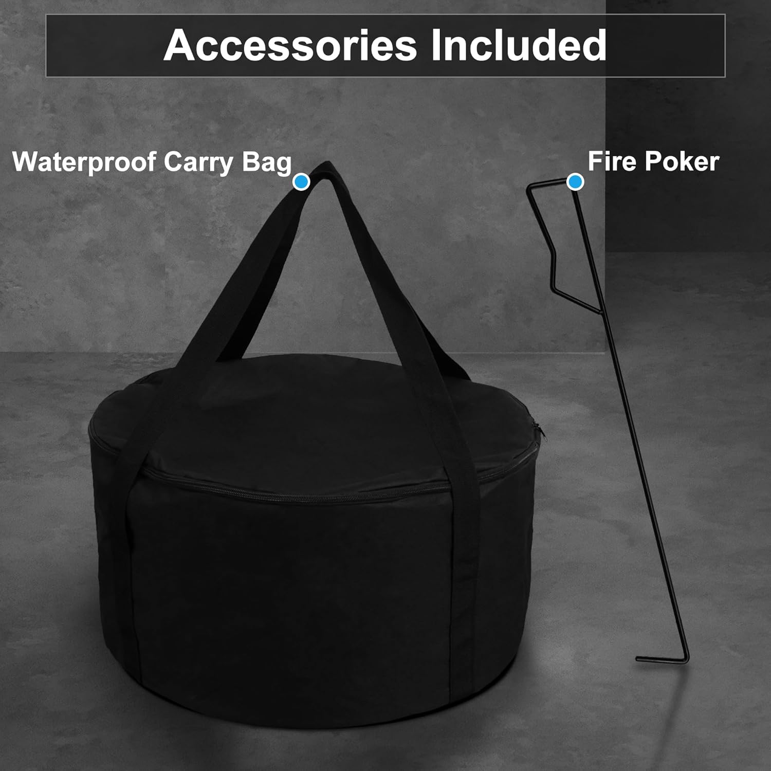 19.5 inch Smokeless FirePit with Waterproof Bag & Poker, Stainless Steel Outdoor Smokeless Fire Pit, Wood Burning Fire Pit for Patio, Camping, Backyard