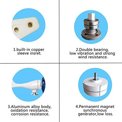 SISHUINIANHUA Wind Turbines Generator 800W 12V/24V Horizontal 3 Blades Wind Power Generator Controller Wind Generator Energy Turbines Charging,12v