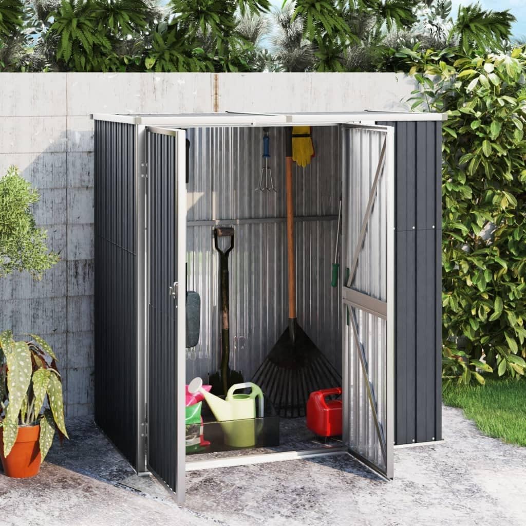 Outdoor Storage Shed Galvanized Steel Garden Tool Shed Anthracite 63.4