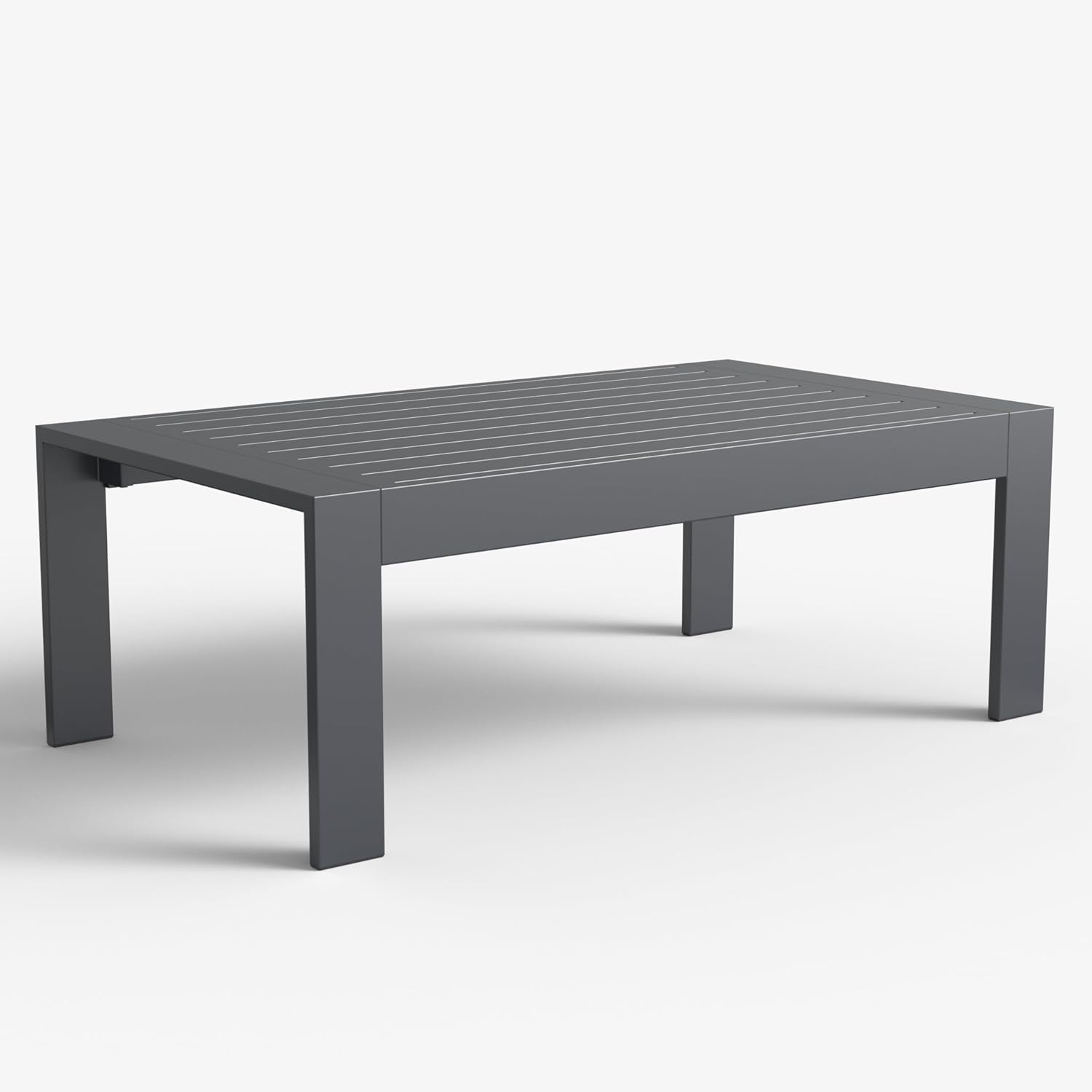 LayinSun Aluminum Outdoor Patio Coffee Table Modern Rectangle All-Aluminum End Table with Metal Frame