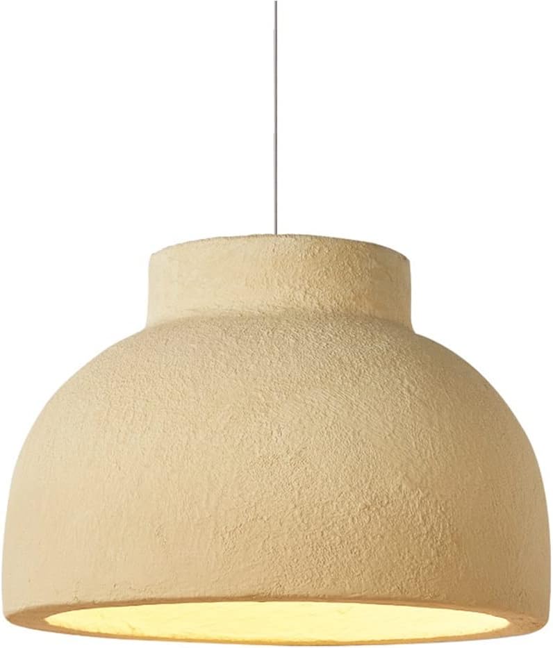 Japanese Style Wabi-sabi Resin Pendant Light - Nordic Simplicity Dome Polystyrene Lampshade Chandelier, Adjustable Hanging Pendant Lamp Fixture for Kitchen Island Dining Room Living, E26/E27