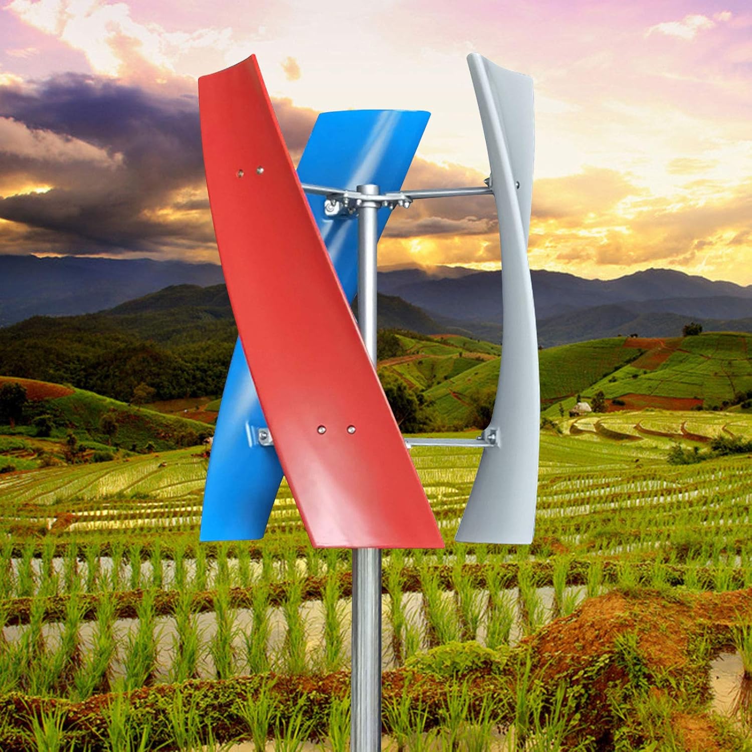 400W 12V Wind Power Turbine Generator Maglev generator Vertical Wind Generator With 3 Blades And Controller (Red Blue White) For Industrial Energy Supplem