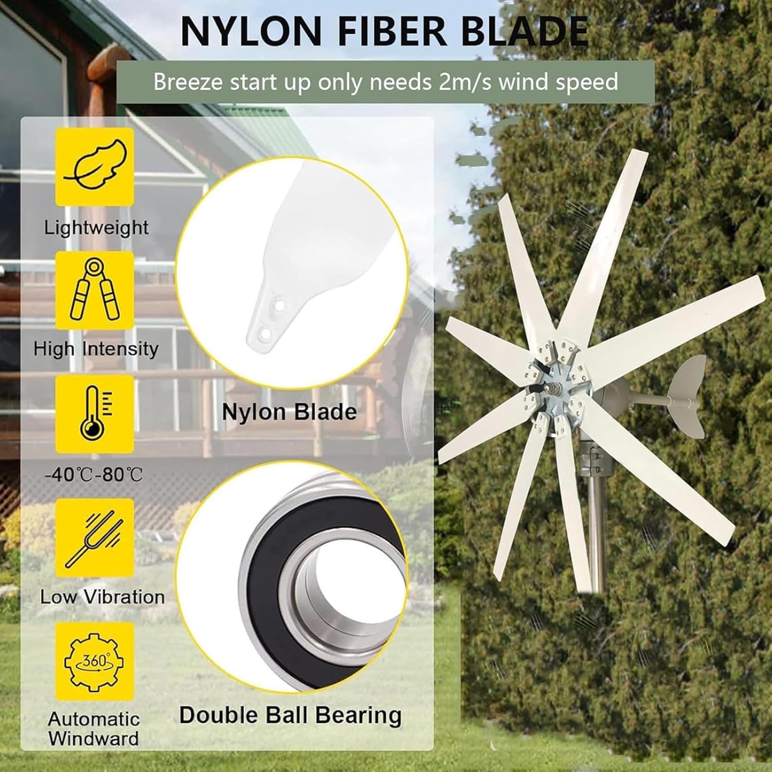 8000W Wind Turbine Generator 12V/24V/48V with 8 Blades & MPPT Controller - High-Efficiency Renewable Energy System for Homes & Weather Stations - Eco-Friendly Power Solution