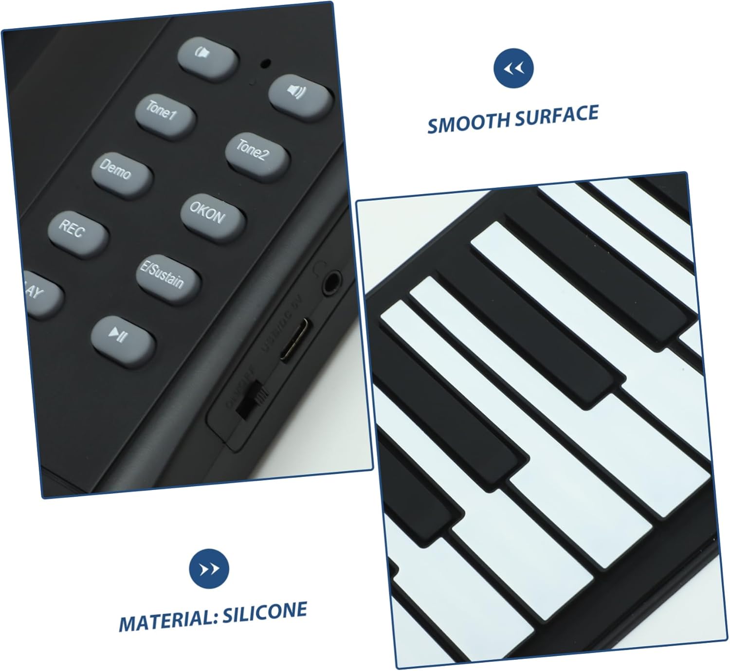 61 Key Hand Rolled Electronic Piano Roll up Portable Digital Keyboard Foldable Piano Speaker Headphone Jack