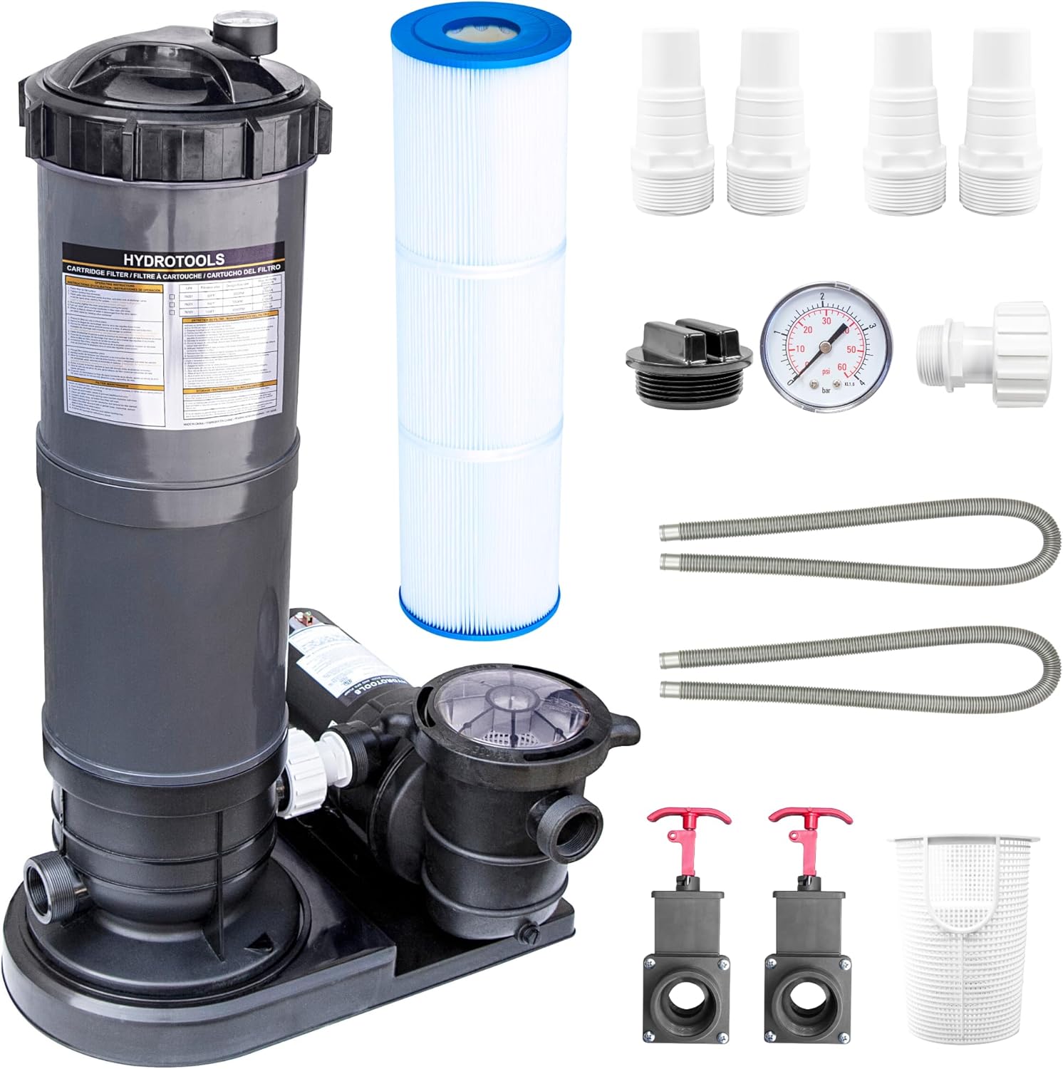 SWIMLINE HYDROTOOLS Above-Ground Pool Cartridge Filter, Sure-Flo 100 Sq Ft w/ 1.5 HP Pump, Pools up to 40,000 Gallons