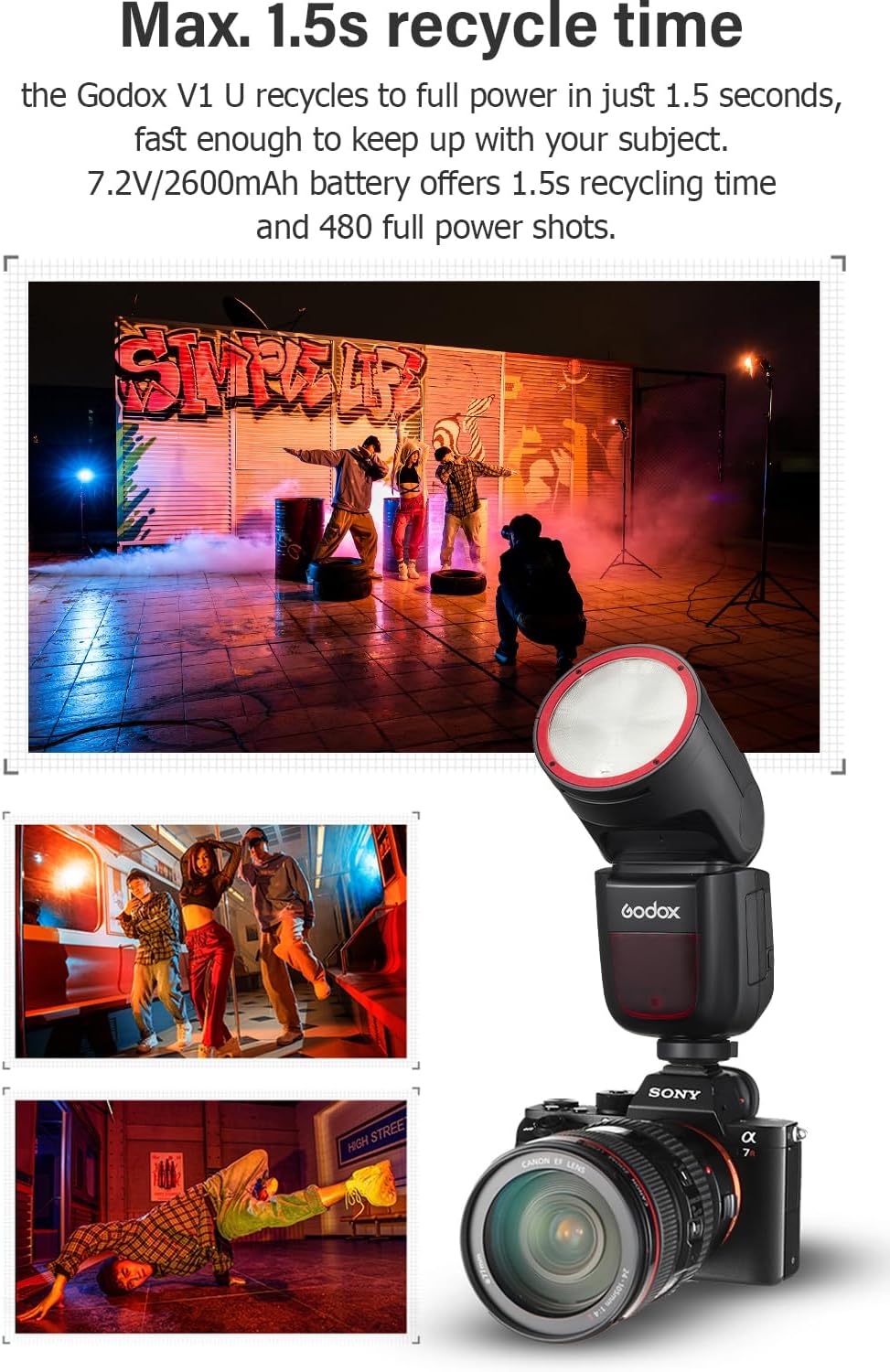 Godox V1-C U Flash for Canon, Godox V1 C U HSS TTL Round Head Speedlight with Accessories Kit for Portrait, Event, Travel, Wedding Photography