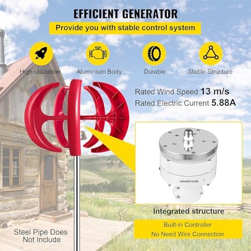 15000W 20000W Vertical Wind Turbines - 12V/24V/48V Wind Generator for Garden & Boat - Hybrid Wind Solar Power System with Controller - 20000W 110V Output