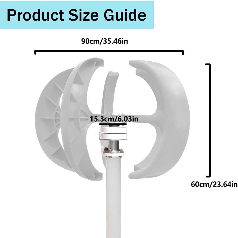 Vertical Wind Turbine Generator 400W 600W 800W 1000W 1200W - 12V/24V Lantern Type, 5-Blade Design, Efficient Renewable Energy with Controller for Home, Farm, and RV Use