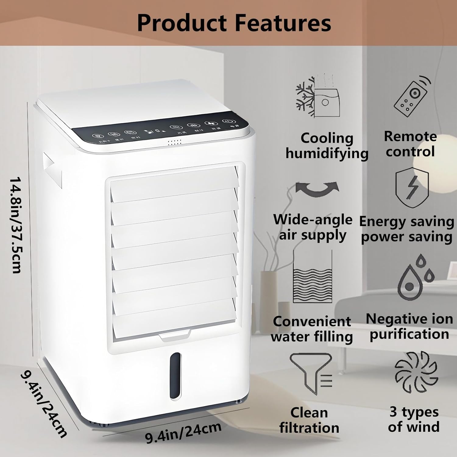 Portable Mini Air Conditioners for Home with Remote Control and Touch Screen Personal Air Conditioning Unit with 3-Speed and 4 ice Packs Portable Ac Unit Fan Car Air Cooler 12VHomeCar