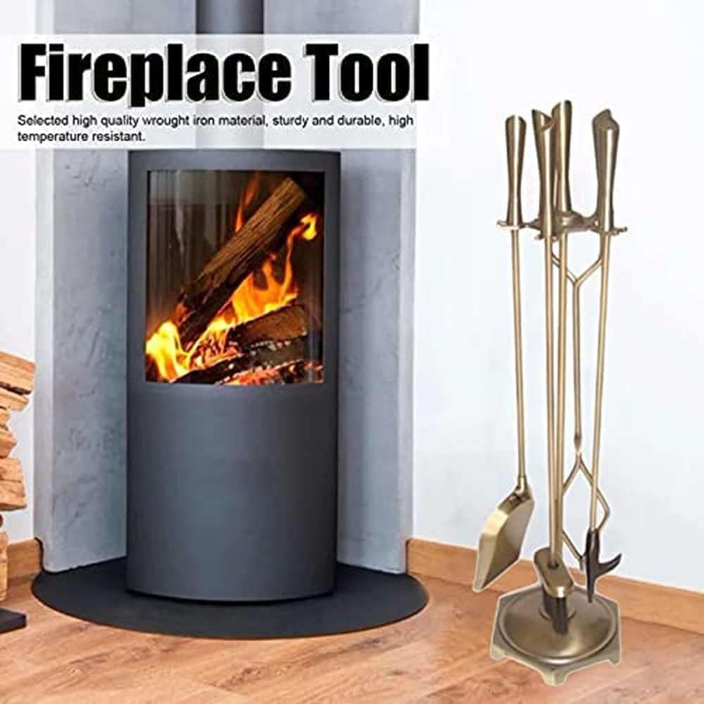 Patio Lounge Chairs Fireplace Tools Set 5 Pieces Wrought Iron Fire Place Pit Poker Holder 31