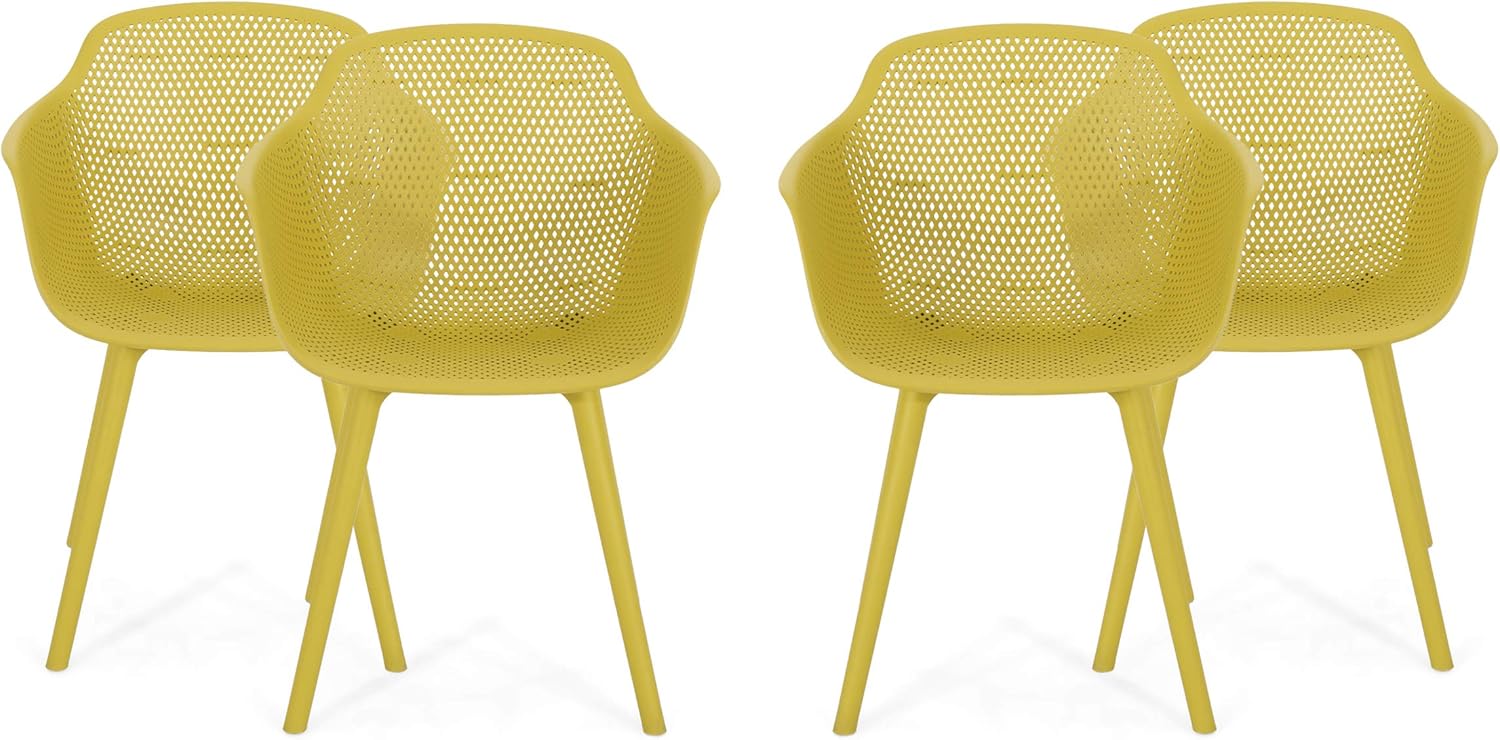 Christopher Knight Home Davina Outdoor Dining Chair (Set of 4), Yellow