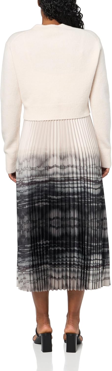 Allsaints Womens Celilia 2-in-1 Pleated Tie Dye Midi Dress