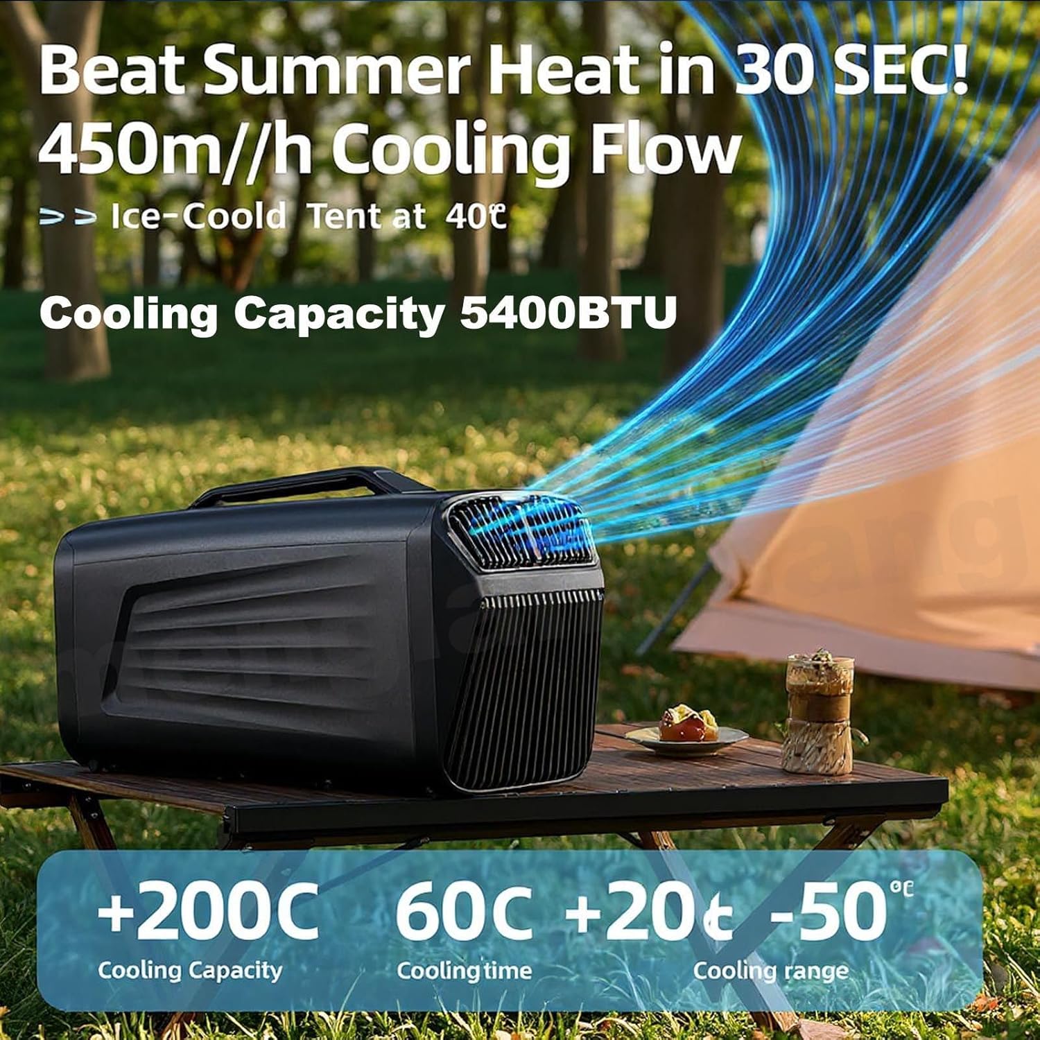 Portable Air Conditioner-Cooling&Heating(5400btu/5600btu),Mini Air Conditioner with Remote Control,4 Modes,Applicable Area 8-10㎡,for Camping Outdoor&Indoor,Rv,Truck,Van and Car,Grey