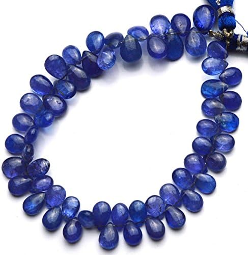 13 inch natural beads strand of 5x7-8x10mm smooth pear tanzanite gemstone briolletes beads for DIY jewelry - necklace, bracelet, earring, ring.