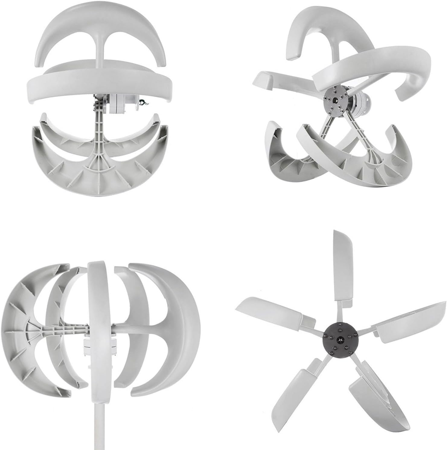 12000W Vertical Wind Turbine Kit, 5-Blade Wind Generator, 3-Phase AC Permanent Magnet, with Controller for Hybrid Wind Solar System (White, 220V)