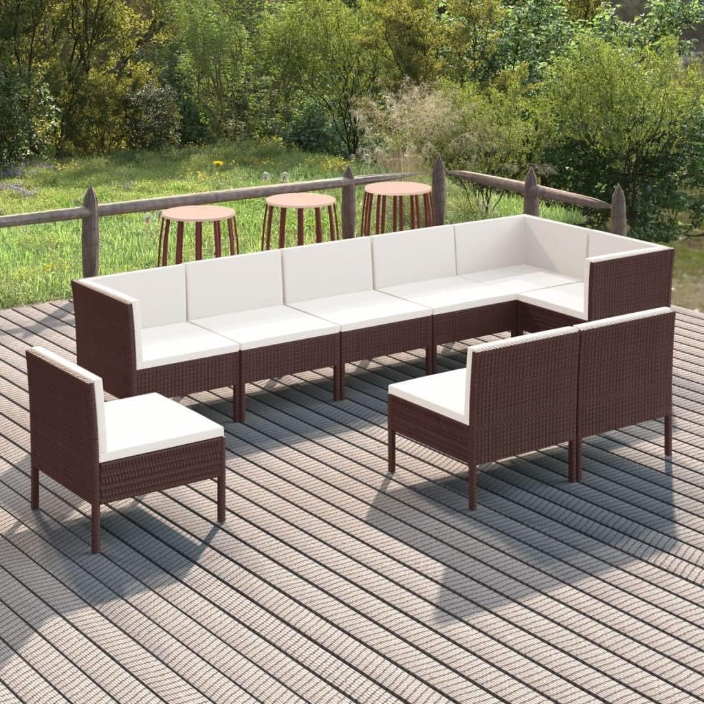 9 Piece Patio Lounge Set with Cushions Poly Rattan Brown,AllWeather Rattan Lounge Set for a Relaxing, in Your Patio or Garden Patio Furniture Sets, Outdoor Furniture Sets