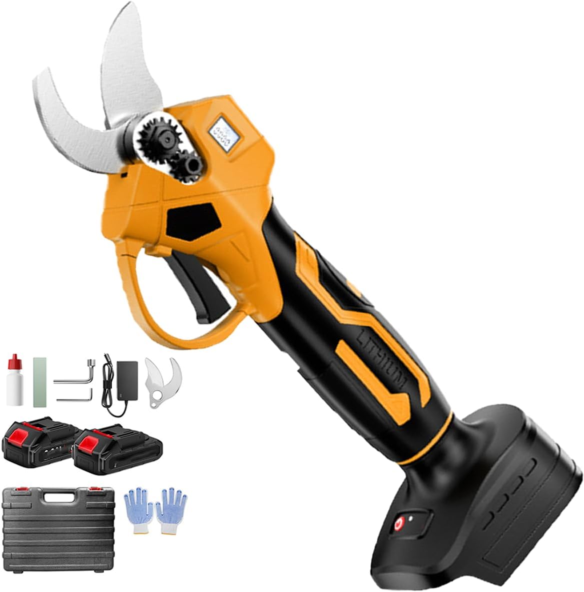 Electric Pruner Shears Pro,Brushless Electric Pruning Shears,tree trimmer, SK5 Titanium Blades, 30mm Cutting Diameter, LCD Display