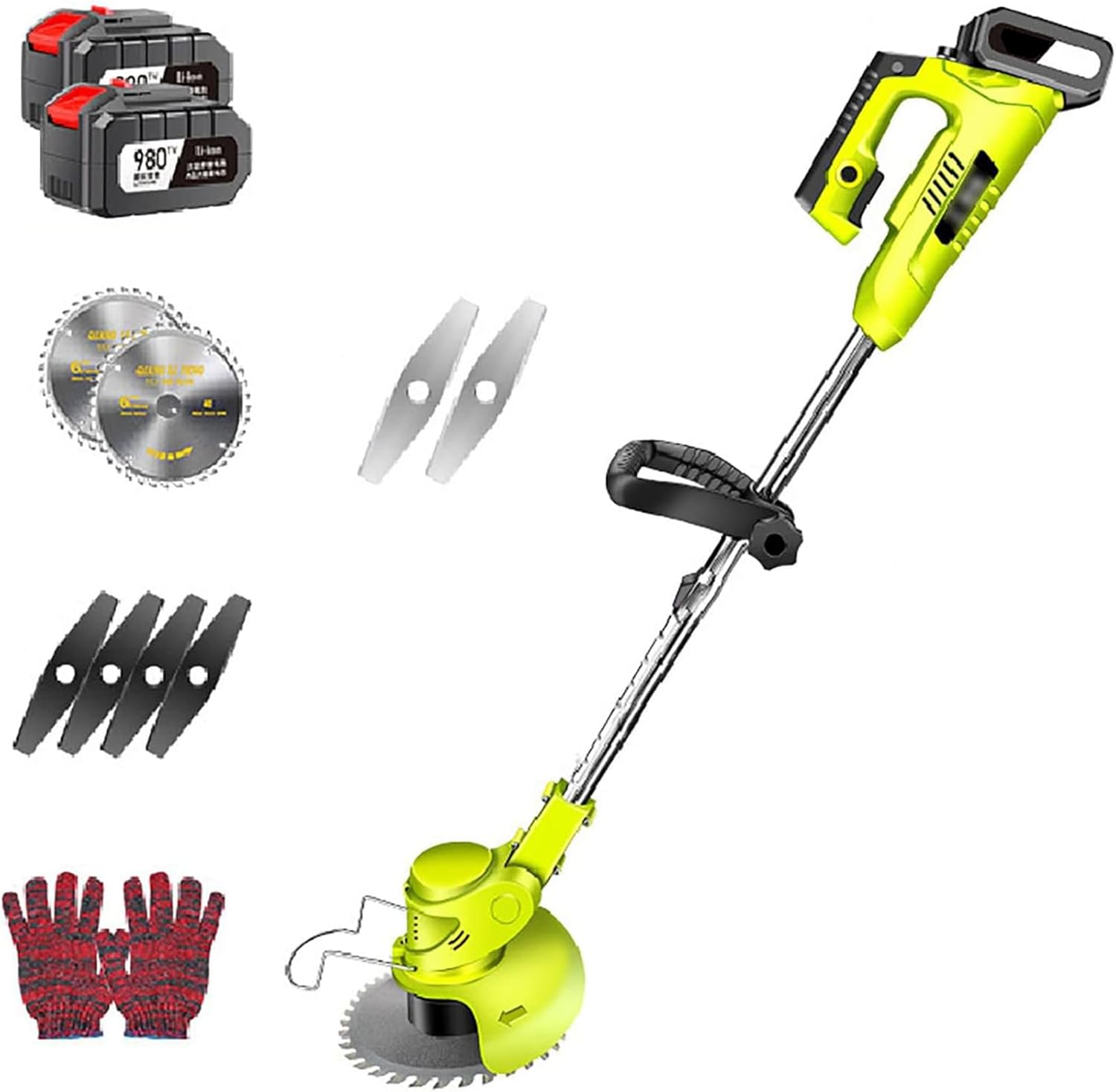 Cordless Lawn Mower, Rotatable Head Adjustable Telescopic Walk-Behind Lawn Mower 48V/21000mA Battery Rechargeable Lawn Mower Suitable for Lawn Garden