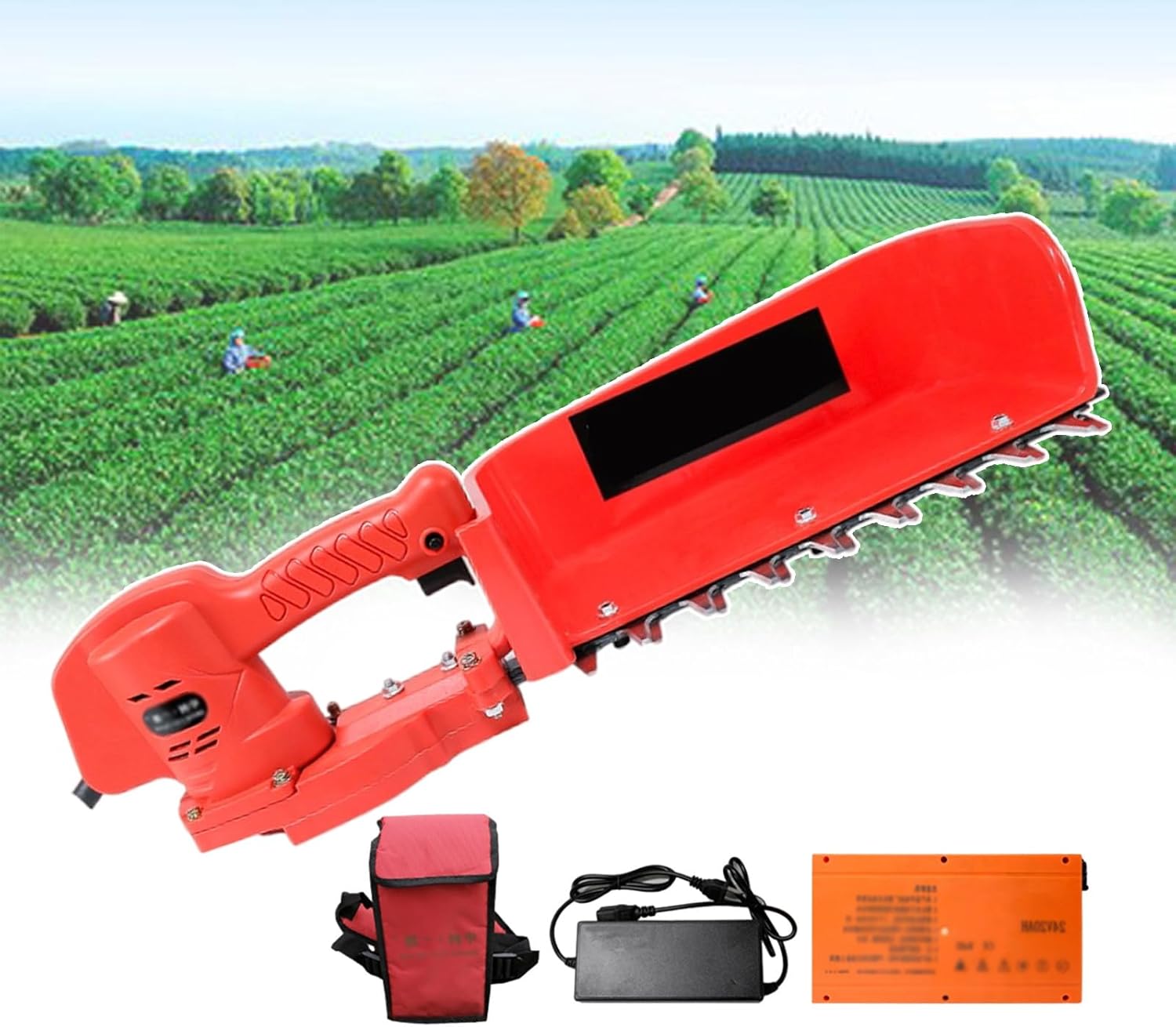 Electric Tea Picking Machine for Gardeners, Hedge Trimmer and 1400rpm Grass Shears, Electric Brushless Chainsaw Cutting Tool 270mm Operating, One-Touch Switch, Waterproof