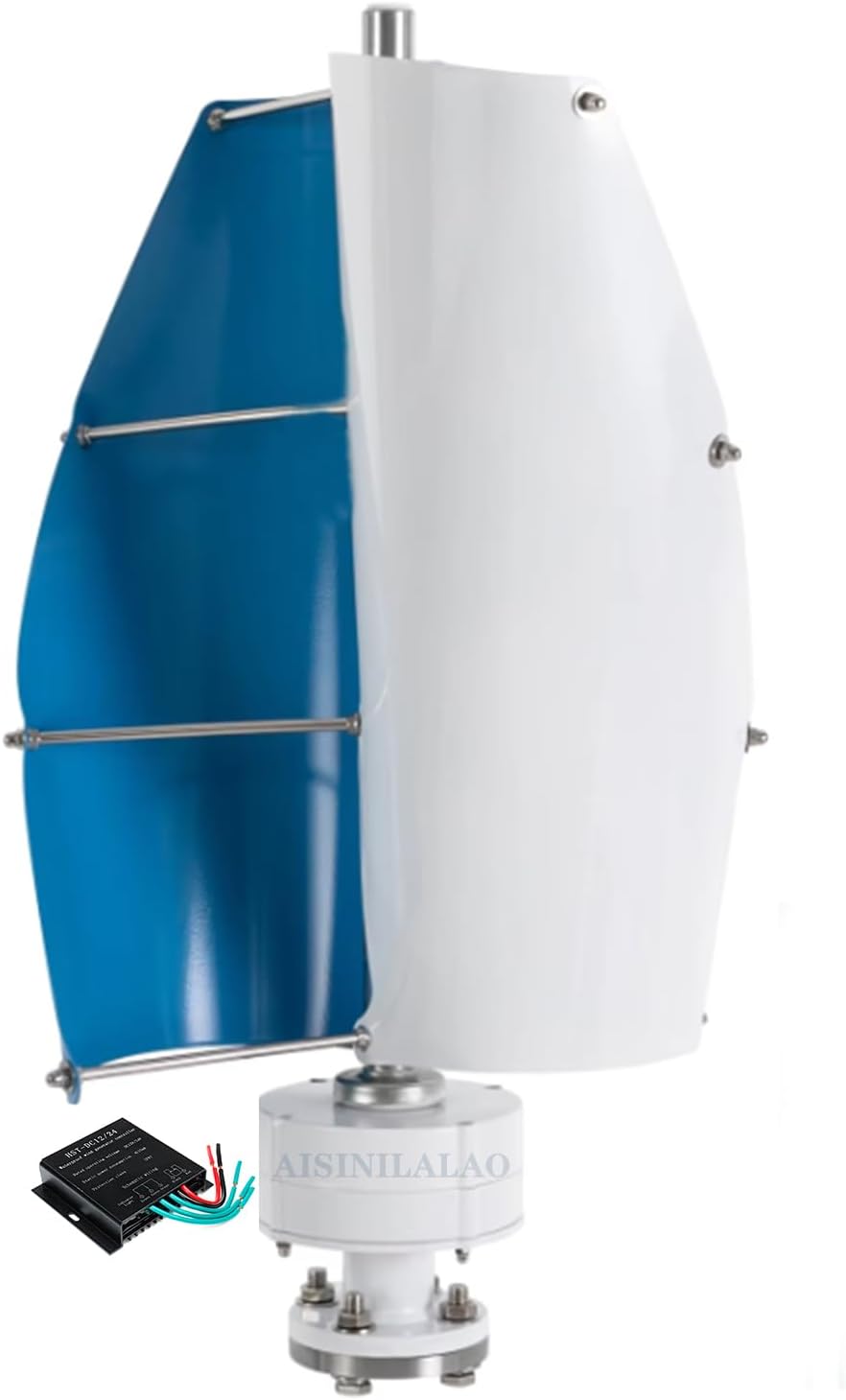 5000W Wind Turbine Generator Kit with Controller and 2 Blades Automatic Wind Direction Adjustment 12V 24V 48V Spiral Wind Turbine for Home, Yacht, Gazebo