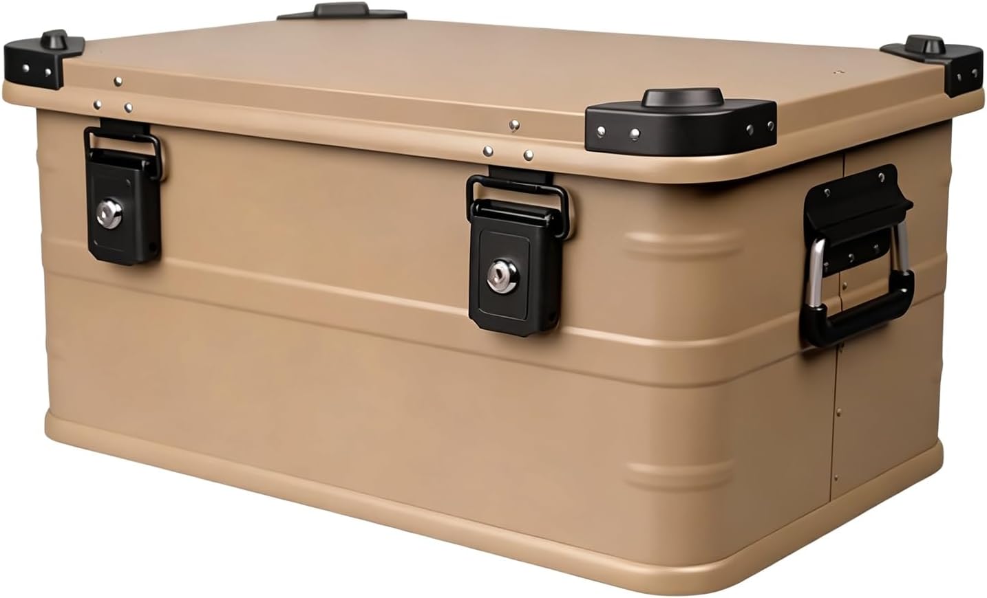 Metal Storage box Outdoor Storage bin Equipped With Safetys Latches Reinforced Handles and Shock Absorbing Design Heavy Duty Equipment Protective Storage box(Khaki)