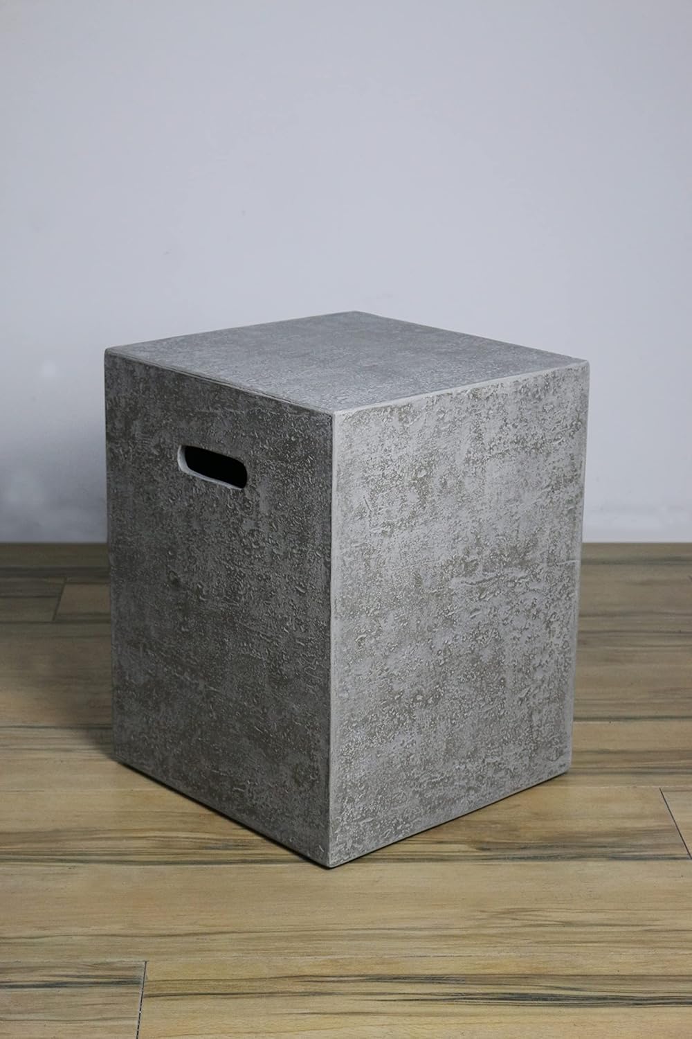 Elementi Manhattan Bundle Outdoor Firepit Set Includes 36” Propane Concrete Firepit Table, Glass Windscreen, Stainless Steel, Tank/Canvas Cover, Floor Mat, Ice Bucket