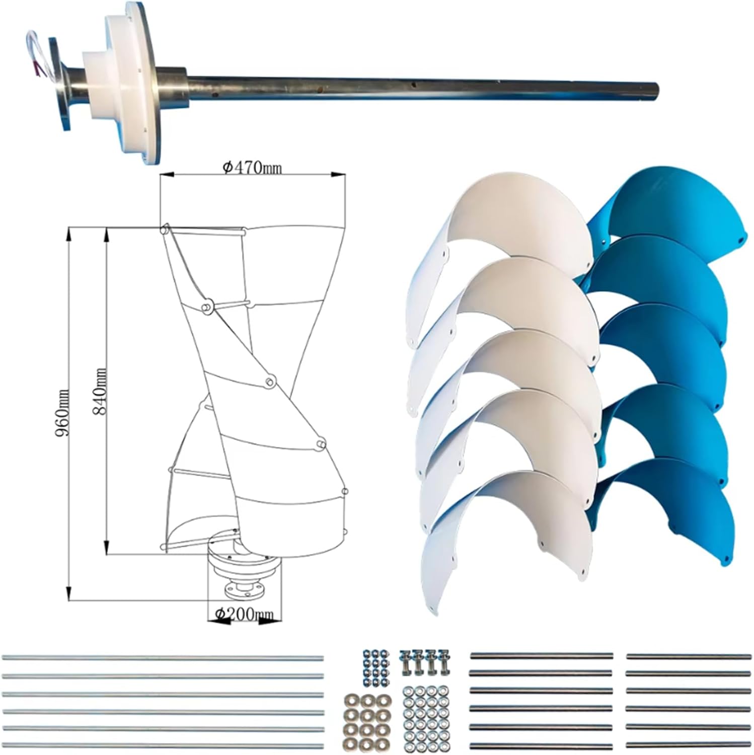 6000W 10 Blade Outdoor Windmill Power Kit, W/Controller 12V/24V/48V/220V Power Wind Turbine Generator for Renewable Energy Power Supplementation