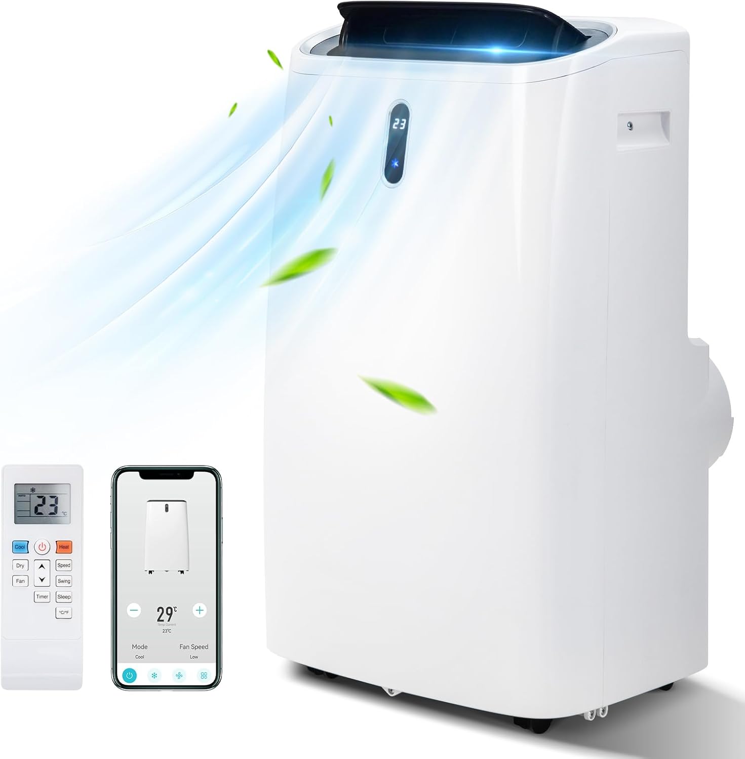 ARLIME 4-in-1 Portable Air Conditioner w/Remote Control, 14000 BTU AC Unit w/Cool, Heat, Fan, Dry & Sleep Mode, 24H Timer, Smart Phone Control, Air Cooler w/Window Kit, Cools Up to 700 sq.ft