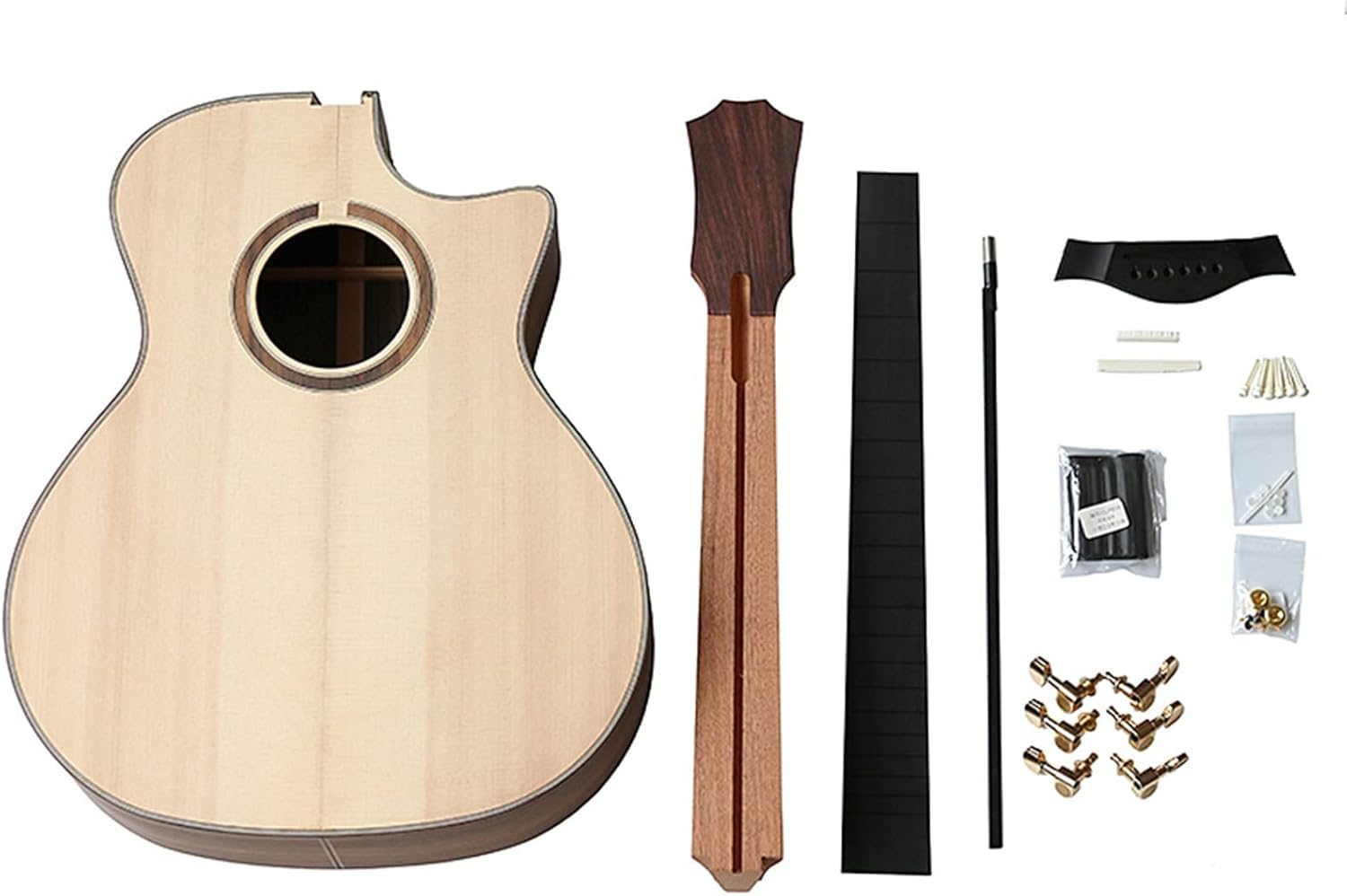 Folk Guitar Missing Corner Full Single Finished Barrel Combination Rosewood Spruce Veneer DIY Guitar Material DIY Guitar Kit