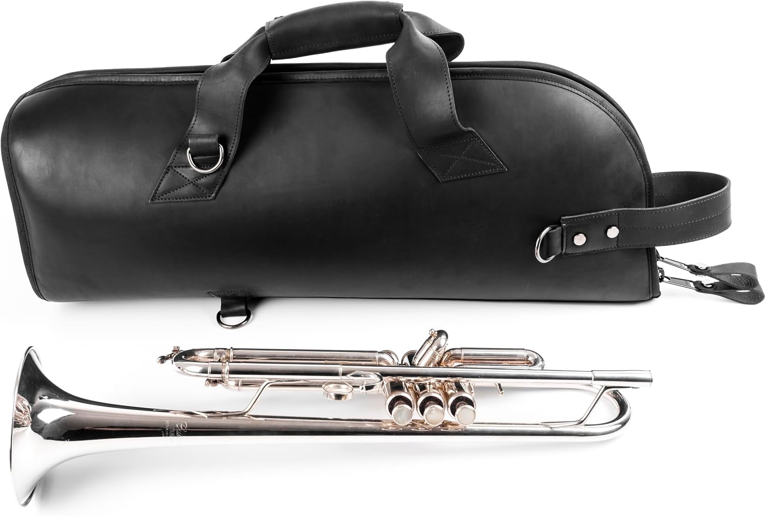 Leather Trumpet Gig Bag. Padded, Lightweight & Water-Resistant, w. Shoulder Strap & Handle. Durable Protection w. Accessory Pocket. Instrument Case Storage & Travel (Trumpet, black)