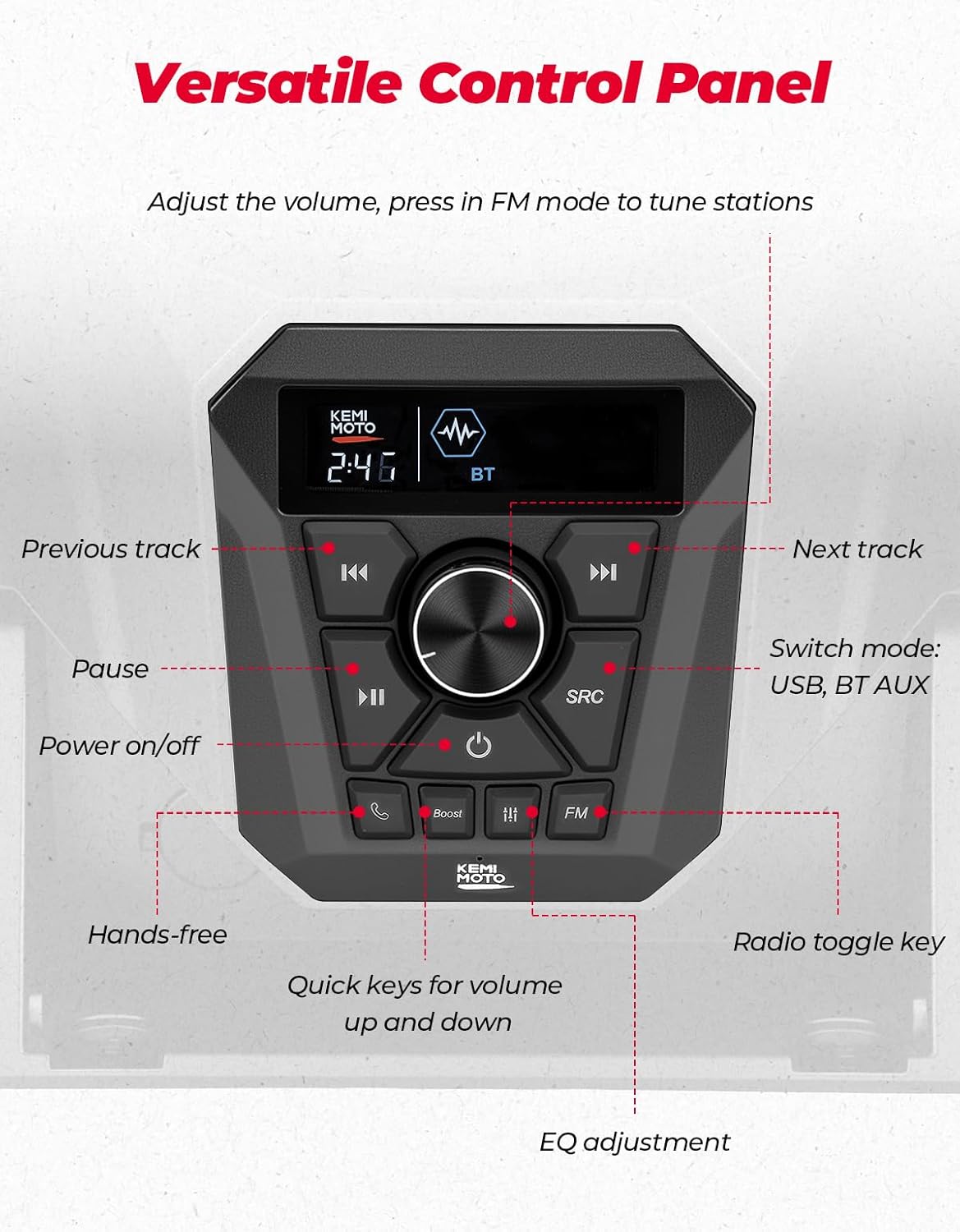 KEMIMOTO UTV 3-Speaker Audio Kit with 5.25