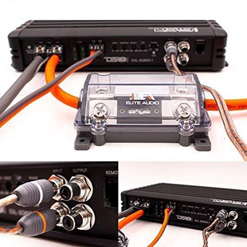 Elite Audio EA-PRMK0 + EA-PRM3 Series Amplifier Wiring Kit Bundle with 2-Channel RCA Combo - 3600w Max Power, 0GA, Cables, Dual RCA Sets, ANL Fuse and Holder