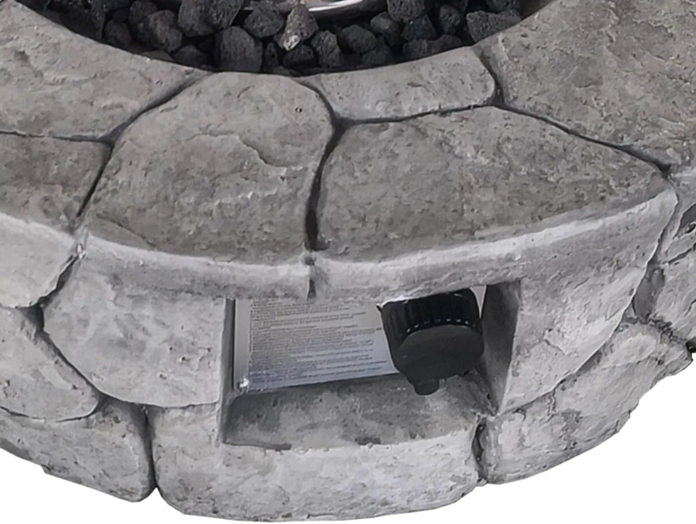 Outdoor Heater 28 Inch Propane Smokeless Fire Pit Bowl Round Gray Stone-Look Gas Firepit for Patio & Backyard Push-Button Ignition Adjustable Flame Control